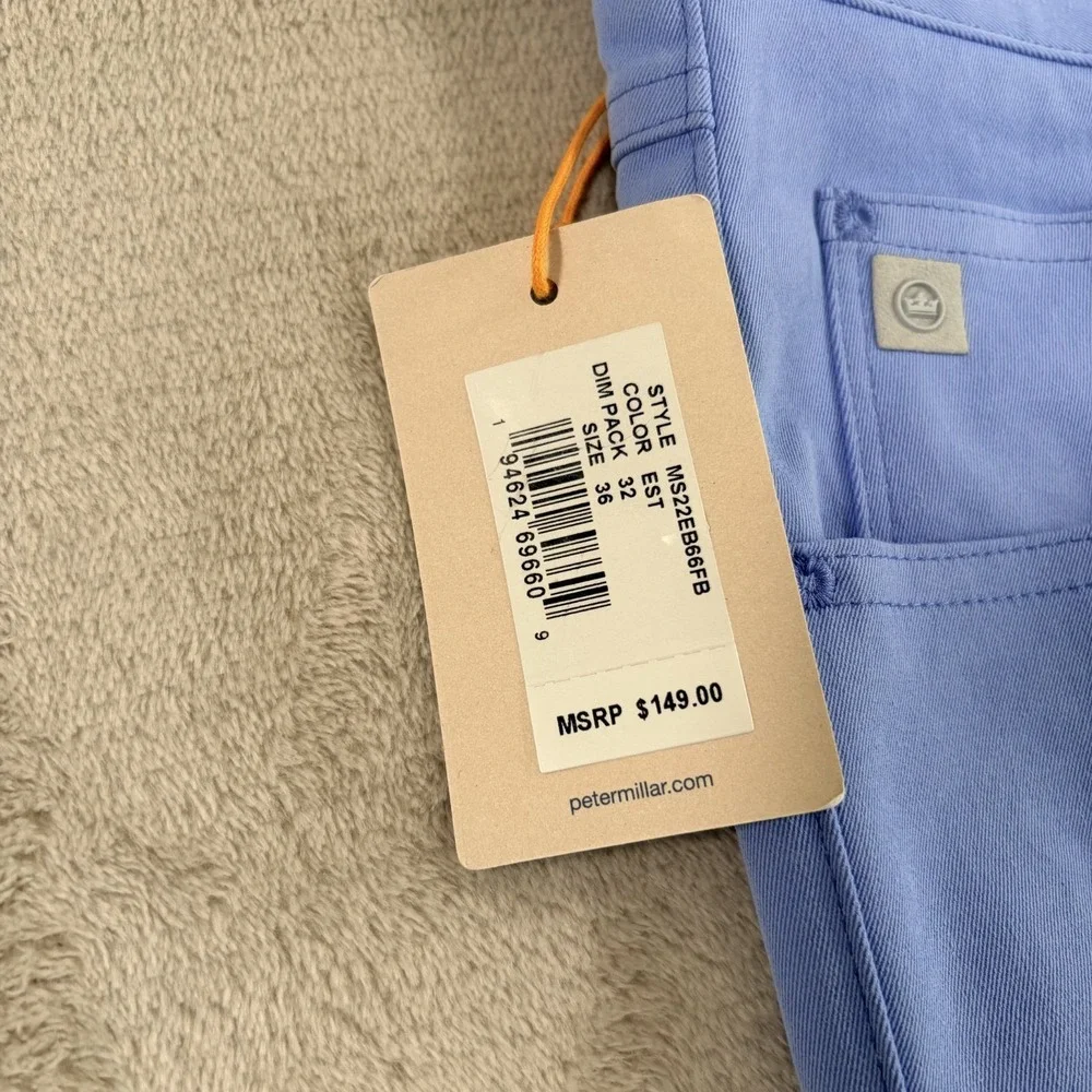 Peter Millar Crown 5 Pocket‎ eb66 Performance Pants Estate Blue Men 36x32 NWT